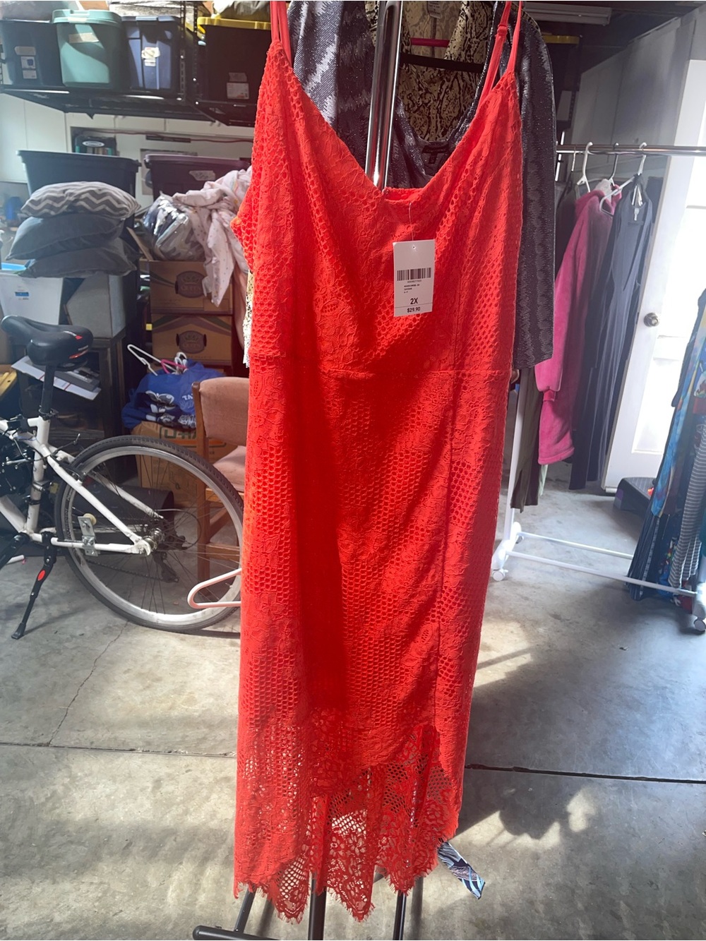 Forever 21 Cayenne Red Lace Dress with Spaghetti Straps